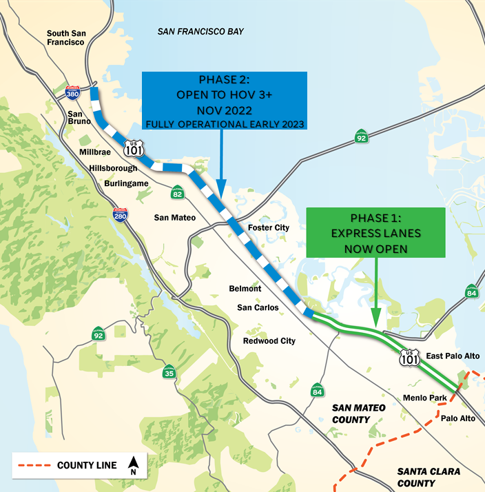 101 Express Lanes Map