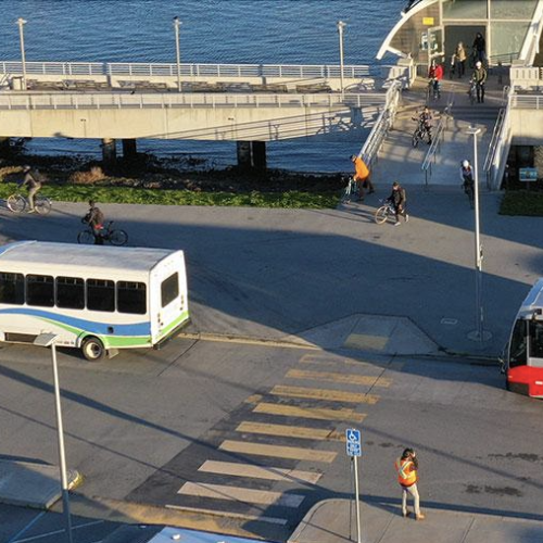 Buses and shuttles at the South San Francisco ferry terminal