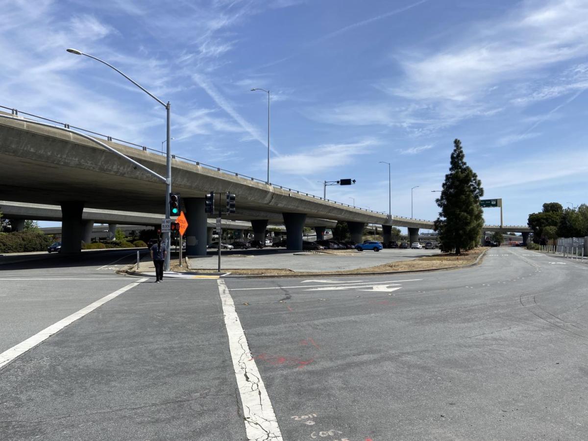 Park &Ride lot at the junction of highways 101 and 92 in San Mateo